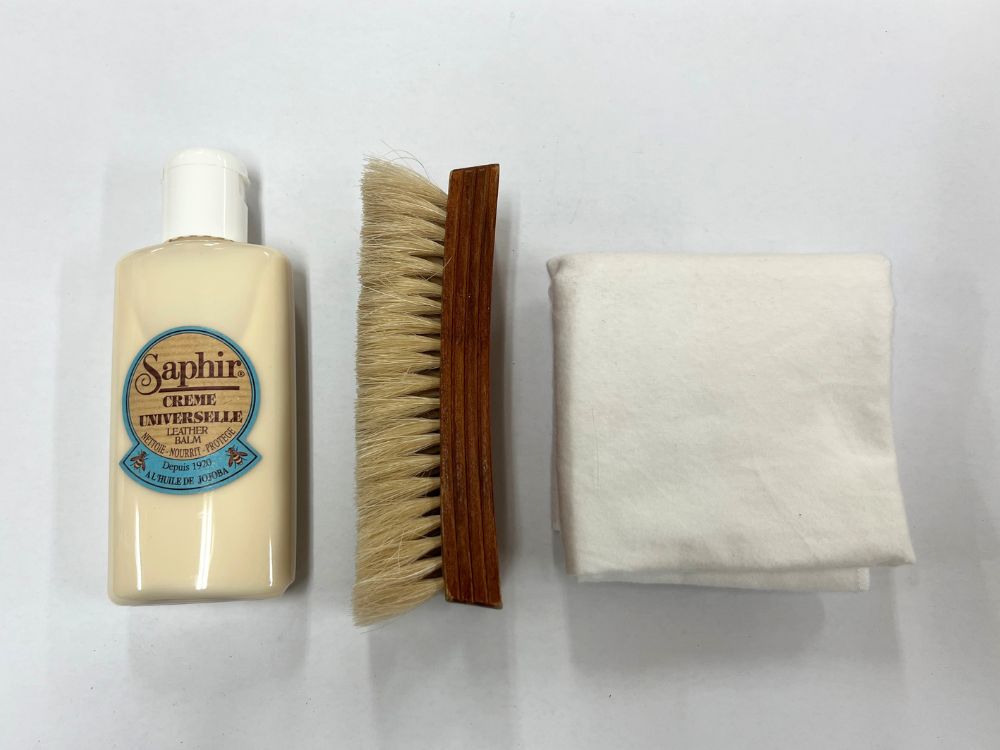 レノベイテイングカラー補修チューブ・ユニバーサルレザーローション・ピュアホースヘアブラシ